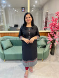 Anvita Brand Kurti in Cotton - Black (3299) - BLACK / S