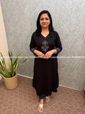 Anvita Brand Kurti In Cotton - Black (3605) - Black / M