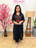 Anvita Brand Kurti in Cotton -Black n brick orange(3933) - Black / M