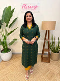 Anvita Brand Kurti in Cotton - Bottle Green (4046A) - Bottle Green / M