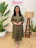 Anvita Brand Kurti in Cotton - Greyish Green (4054B) - greyish green / M