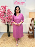 Anvita Brand Kurti in Cotton - Onion Pink - Onion Pink / M