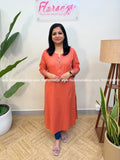 Anvita Brand Kurti in Cotton - Pastel Peach (4102B) - Pastel Peach / M