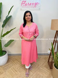 Anvita Brand Kurti in Cotton - Pink (4102A) - Pink / M