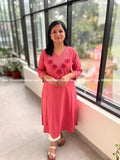 Anvita Brand Kurti in Cotton - Pinkish Peach (3965A) - Pinkish Peach / M