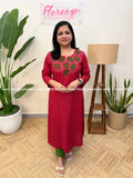 Anvita Brand Kurti in Cotton - Red (4048) - RED / M