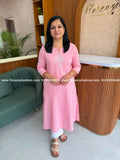 Anvita Brand Kurti in Pure Cotton - Baby Pink (4137) - BABY PINK / S