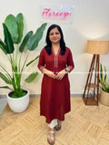 Anvita Brand Kurti in Pure Cotton - Brick Red (4146) - Brick Red / M