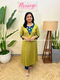 Anvita Brand Kurti in Pure Cotton - Green (3962) - Green / M