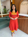 Anvita Brand Kurti in Pure Cotton - Orange (3210) - Orange / M