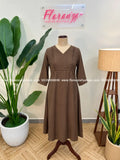 Branded Aline Kurti in Cotton - Dark Brown (1003E) - Dark Brown / L