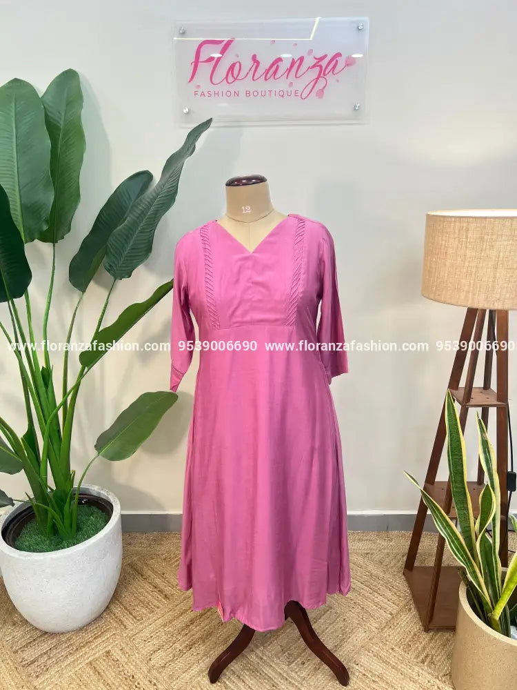 Branded Aline Kurti in Cotton - Onion pink (1003A) - Onion Pink / XL