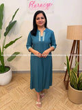 Branded Kurti in Imported Fabric - Dusty Teal Blue (4101) - DUSTY TEAL BLUE / M