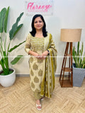 Cotton 3 Piece Set - Beige n Mustard Yellow (3970B) - Mustard Yellow / L