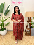 Cotton 3 Piece Set - Brick Maroon (3971A) - Brick Maroon / L