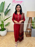 Cotton 3 Piece Set - Brick Red(3959) - Brick Red / M