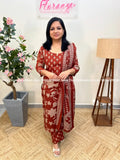 Cotton 3 Piece Set - Brick Red (3979A) - Brick Red / L