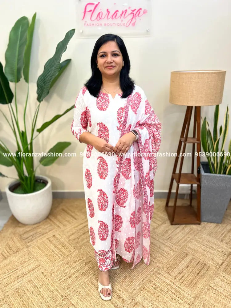 Cotton 3 Piece Set - Dark Peach (3955C) - PEACH / L