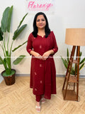 Cotton 3 Piece Set - Maroon (4028) - Maroon / L