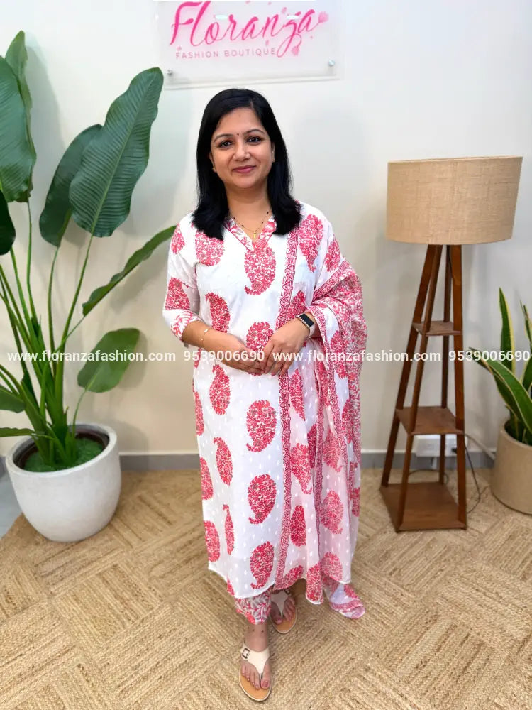 Cotton 3 Piece Set - Orange Peach(3999B) - Orange Peach / L
