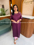 Florique Kurti In 2 Tone Rayon - Grape Purple(4170A) - Grape Purple / S