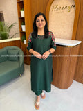 Florique Kurti In Slub Silk - Dark Green(4170E) - Dark Green / S