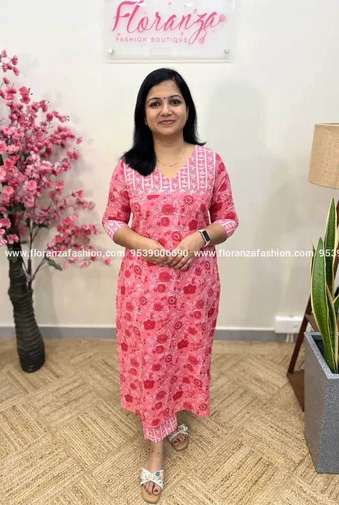Florista 2 piece set in printed cotton - 3643 - Pink / S