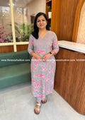 Florista 2 Piece Set in Printed Cotton - Ash n Pink (4148B) - Ash n Pink / S