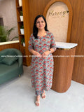 Florista 2 Piece Set in Printed Cotton - Chiku & Indigo(4107A) - CHIKU / XS