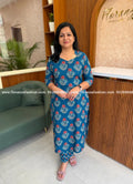 Florista 2 Piece Set in Printed Cotton - Indigo (4107) - Indigo Blue / XS