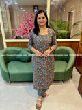 Florista 2 Piece Set in Printed Cotton - Teal Blue (4145) - TEAL BLUE / M