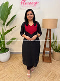 Florista 2 Piece Set in Weaved Cotton - Black n Red (3805A) - black n red / M