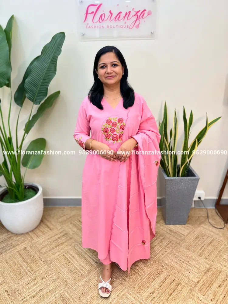 Florista 3 piece set in Cotton - Pink (3289A) - Pink / M