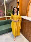 Florista 3 Piece Set in Jamdani Weaved Cotton - Mustard Yellow (4167) - Mustard Yellow / S