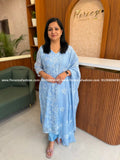 Florista 3 Piece Set In Mul-Chanderi - Light Baby Blue(4070D) - Light Baby Blue / XS
