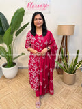 Florista 3 Piece Set In Mul-Chanderi - Wine Pink mix Red(4070E) - Wine Pink / XS