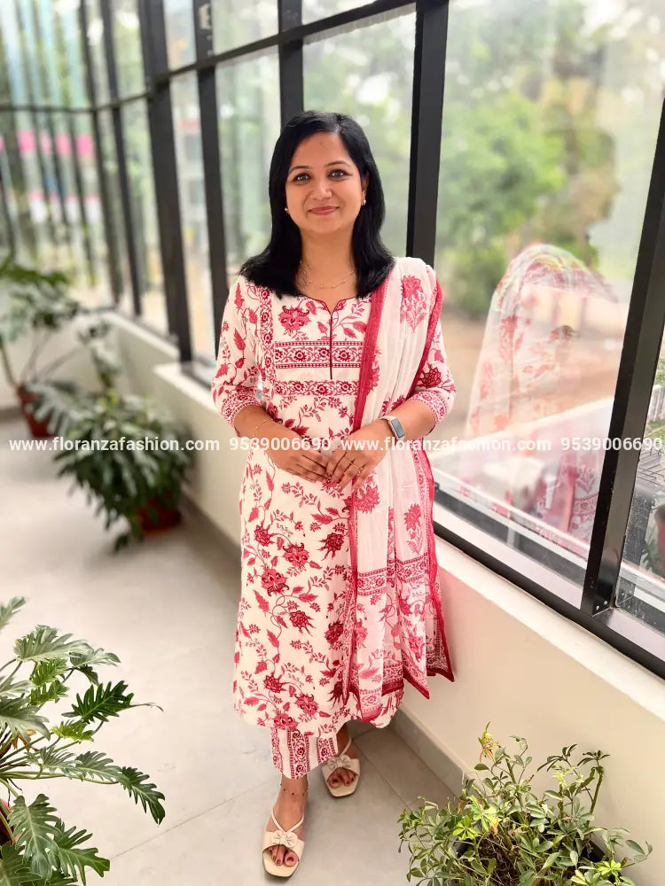Florista 3 Piece Set In Printed Cotton - 3669 - S