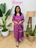 Florista 3 Piece Set In Printed Cotton - Dark Lavender mix Purple (3709B) - Dark Lavender mix Purple / S