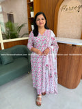 Florista 3 Piece Set in Printed Cotton - White n Pink (4135A) - Pink n White / S
