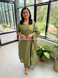 Florista 3 Piece Set in Weaved Cotton - Pastel Green (4024D) - Pastel Green / S