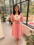 Florista Aline designer kurti in weaved cotton - Pinkish Peach(4082B) - Pinkish Peach / XS