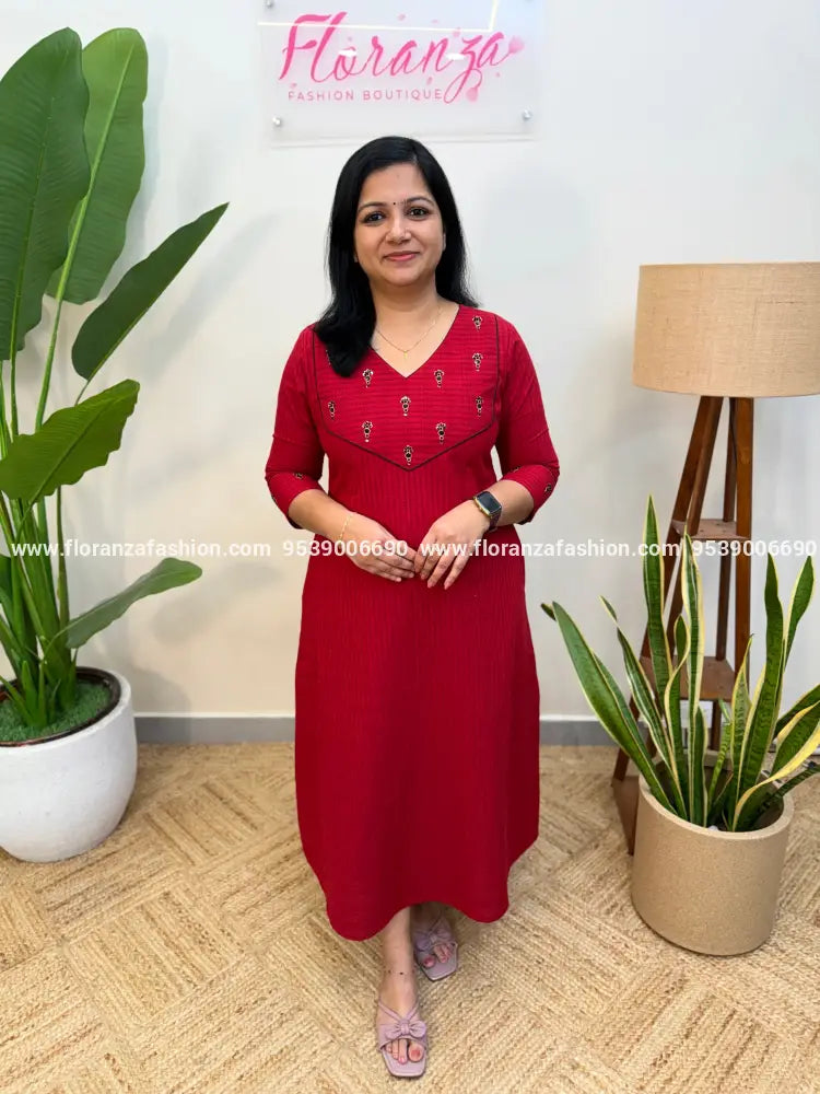 Florista Aline Kurti in Cotton - Chilly red (4074) - Chilly Red / S