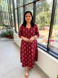 Florista Aline Kurti in Ikat - Maroon (3998C) - Maroon / XS