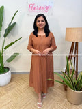 Florista Aline Kurti in Imported Crushed Fabric - Light Brown (4094D) - Light Brown / S