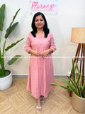 Florista Aline Kurti in Imported Crushed Fabric - Pastel Pink (4094A) - Pastel Pink / S