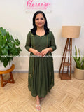 Florista Aline Kurti in Mul-Chanderi - Dark Mehandi Green (4019B) - Dark Mehandi Green / S