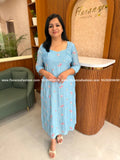 Florista Aline Kurti in Mul-Chanderi - Light Blue (4068D) - Light Blue / S