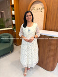 Florista Aline Kurti In Mul-Chanderi - Teal Blue (4099B) - TEAL BLUE / S