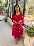 Florista Aline Kurti in Mul-Chanderi - Wine Pink mix Maroon (4068C) - Wine Pink / S