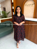 Florista Aline Kurti in Mul-Chiffon - Black n Reddish Maroon (3972C) - Black / XS